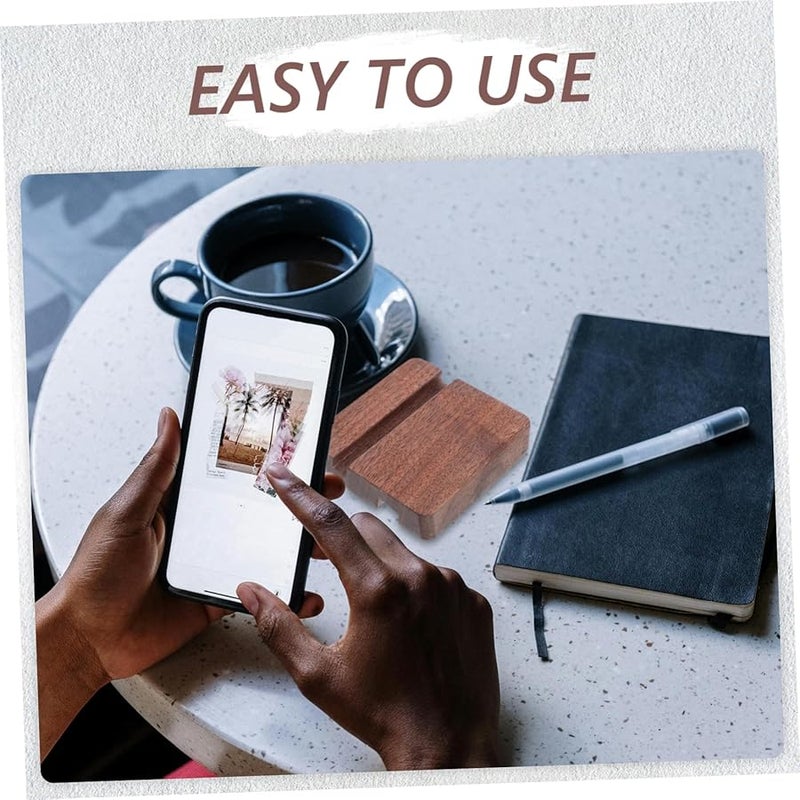 Wooden Phone Stand Dual Slot Holder For All Smartphones Tablets Desk Portable - Image 2